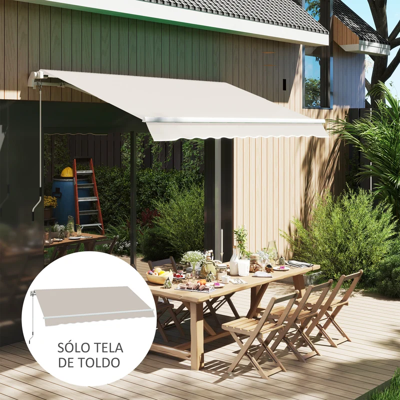 Outsunny Techo de Repuesto para Toldo 2,8x2,5 m Toldo de Lona con Protección UV 50+ Impermeable Tela de Repuesto para Patio Terraza Jardín Crema