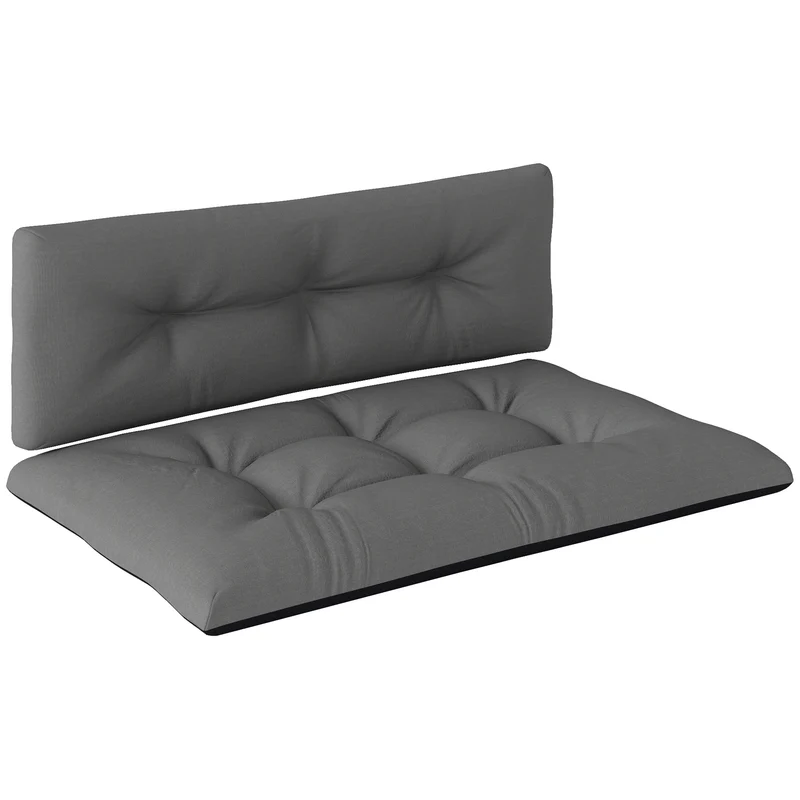 Outsunny Conjunto de 2 Cojines para Palets con Tela Resistente Impermeable Anti-UV Cojines Exterior para Jardín Terraza Interior Asiento 120x77 cm Respaldo 120x40 cm Gris Oscuro
