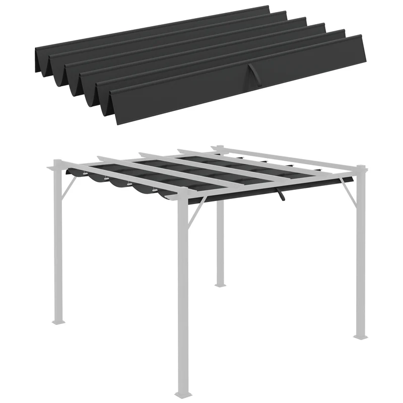 Outsunny Techo de Pérgola 2,5x2,55 m Techo de Repuesto Retráctil para Sombrilla Toldo de Tela para Cenador Jardín con 10 Orificios de Drenaje Gris Oscuro