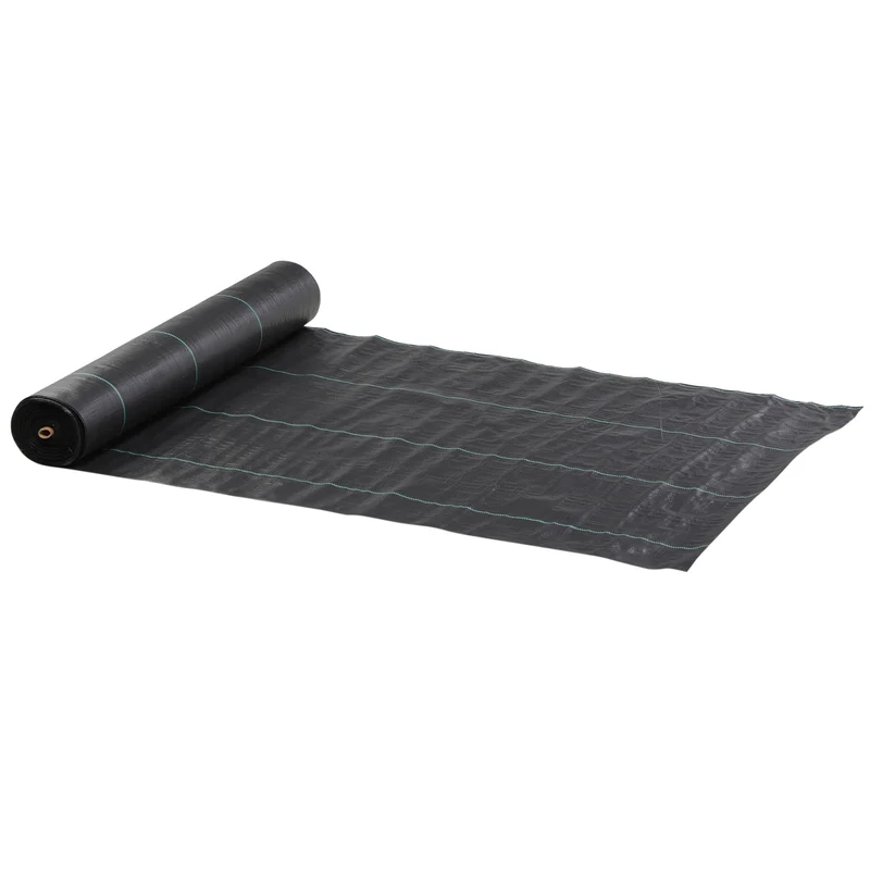 Outsunny Malla Antihierbas Malla Antimaleza 2x50 m Malla Geotextil 130 g/m² para Control de Malezas y Malas Hierbas de Jardín Rollo de Malla Antimaleza Negro