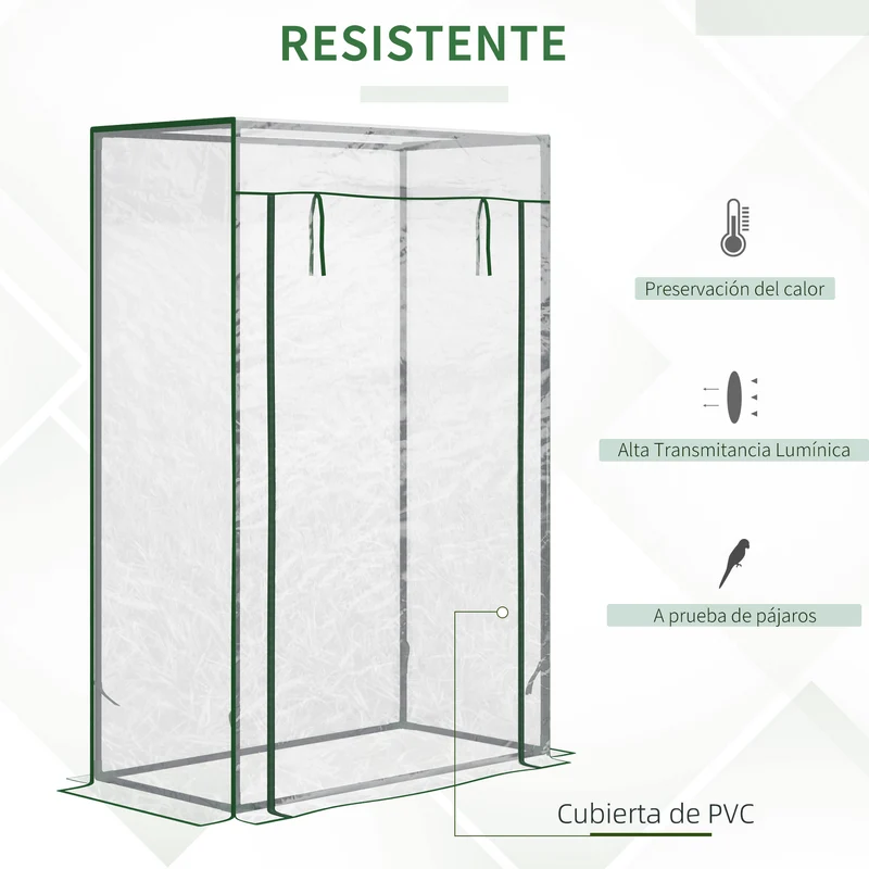 Outsunny Invernadero de Exterior Invernadero de Jardín con Puerta Enrollable y Estructura de Acero Invernadero Pequeño para Cultivo de Plantas Tomates en Terraza Patio 100x50x150 cm Transparente