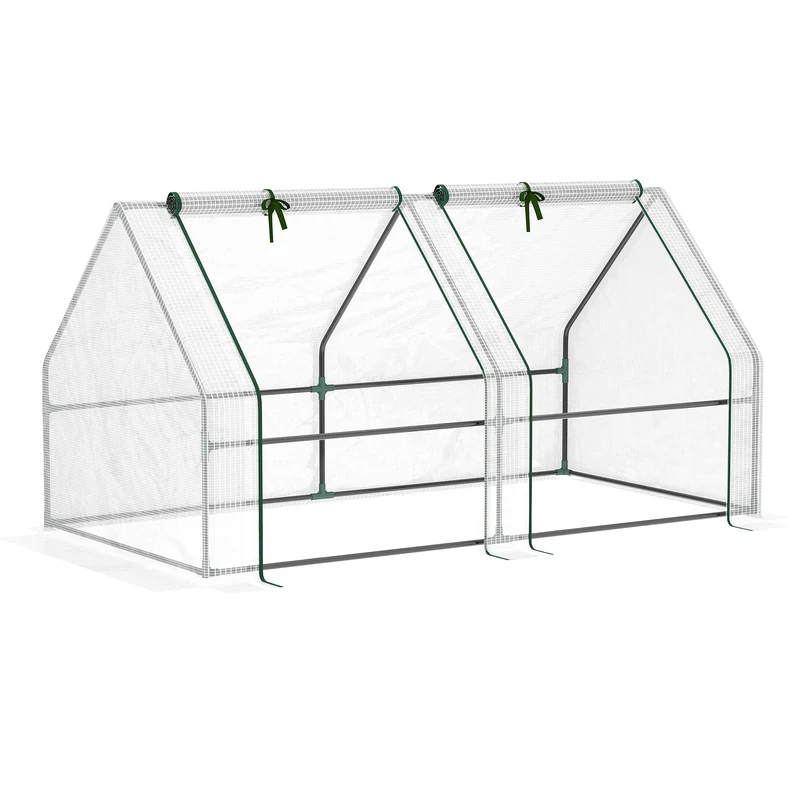 Outsunny Invernadero de Exterior Invernadero de Jardín 180x90x90 cm Tipo Caseta con 2 Ventanas Marco de Acero Invernadero de Terraza para Cultivo Plantas Flores Tomates Blanco