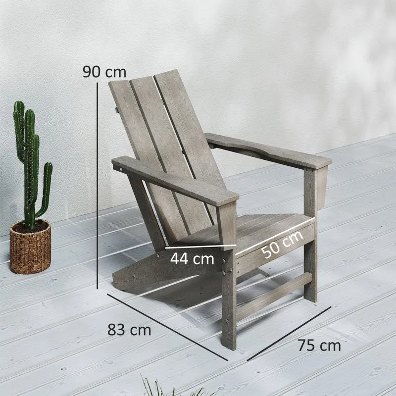 Outsunny Silla Adirondack Exterior Silla de Jardín con Asiento Extra Ancho Carga 120 kg para Patio Terraza Balcón 75x83x90 cm Gris Oscuro