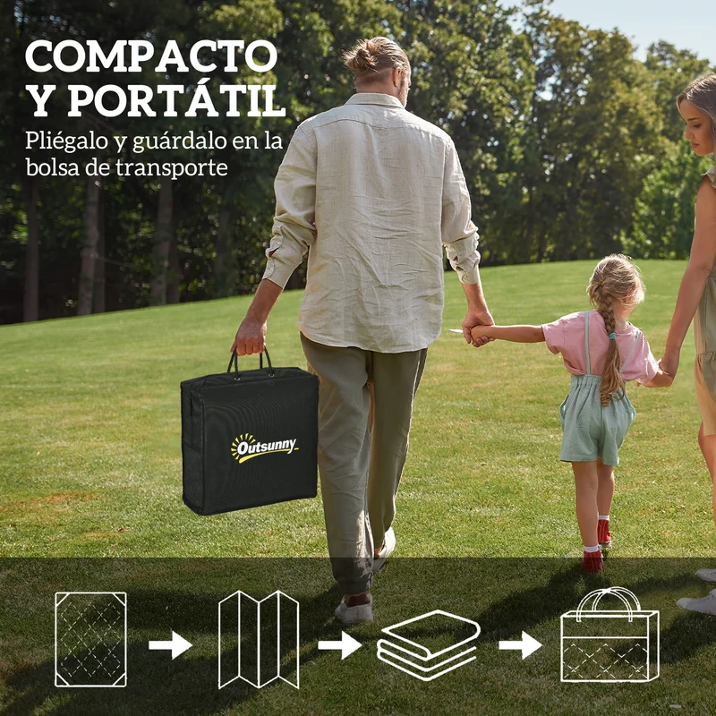 Outsunny Alfombra de Exterior 182x274 cm Alfombra Reversible con Patrón de Geométrico Impermeable Bolsa de Transporte para Terraza Balcón Patio Camping Playa Azul
