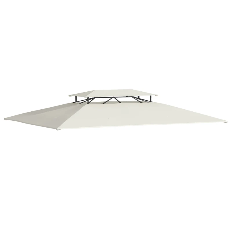 Outsunny Techo de Repuesto 4x3 m para Cenador de Jardín 2 Niveles Transpirable con 8 Orificios de Drenaje Cubierta Superior de Reemplazo para Pabellón Gazebo Exterior Beige