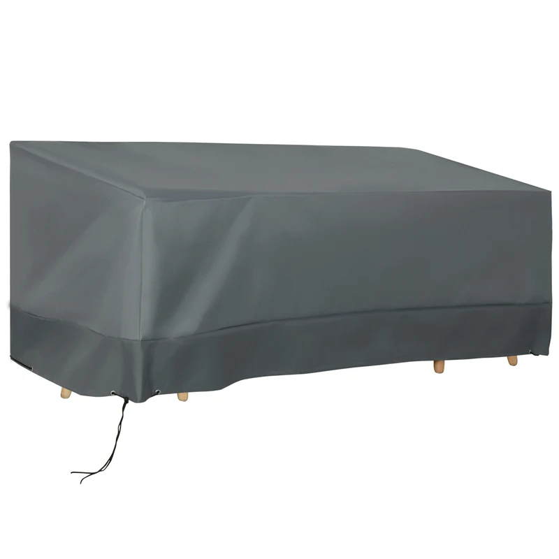 Outsunny Funda Protectora para Muebles de Jardín Tela Oxford 600D Impermeable Cubierta de Muebles de Mesas Sillas Sofás Exterior con Cordón y Hebilla 190,5x72x76 cm Gris