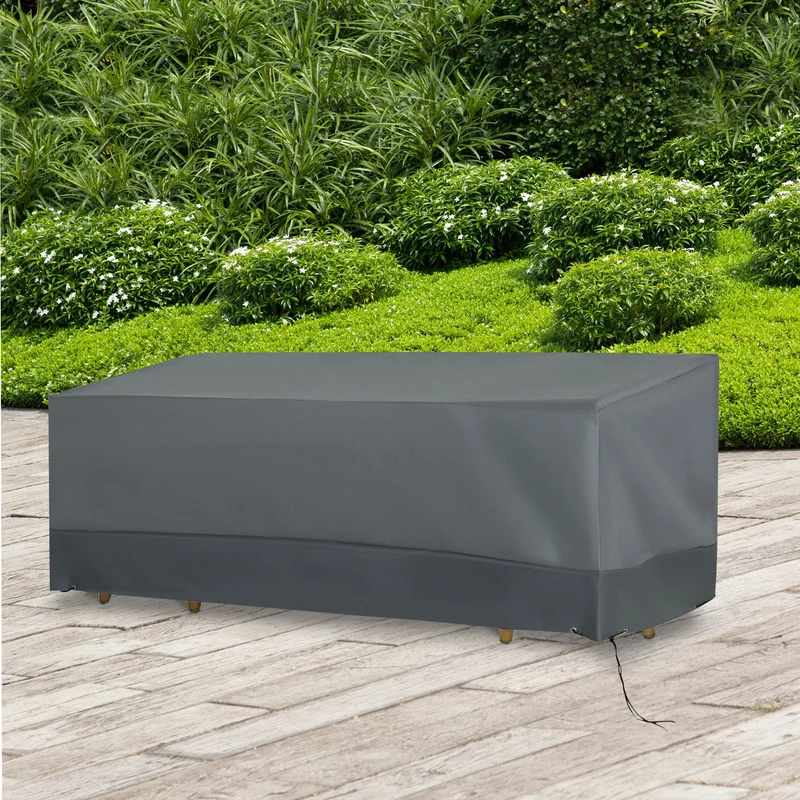 Outsunny Funda Protectora para Muebles de Jardín Tela Oxford 600D Impermeable Cubierta de Muebles de Mesas Sillas Sofás Exterior con Cordón y Hebilla 190,5x72x76 cm Gris
