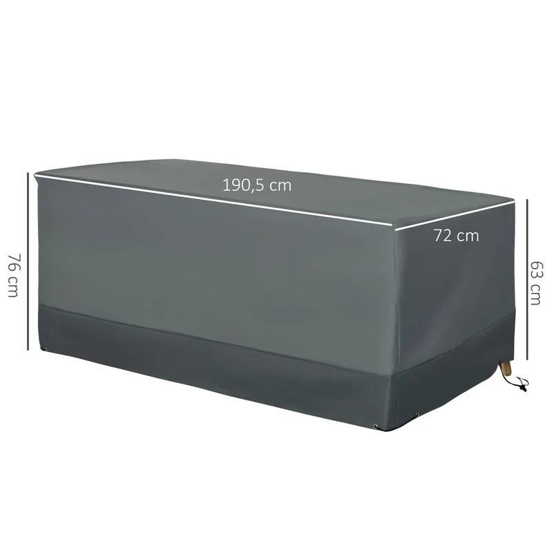 Outsunny Funda Protectora para Muebles de Jardín Tela Oxford 600D Impermeable Cubierta de Muebles de Mesas Sillas Sofás Exterior con Cordón y Hebilla 190,5x72x76 cm Gris
