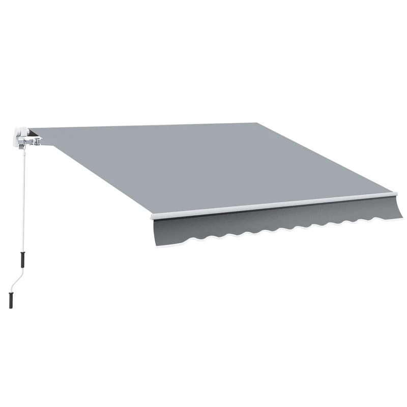 Outsunny Toldo Manual Retráctil 3x2,5 cm Toldo para Balcón con Manivela de Metal Impermeable y Anti-UV Toldo Enrollable de Exterior para Jardín Terraza Ventanas Gris