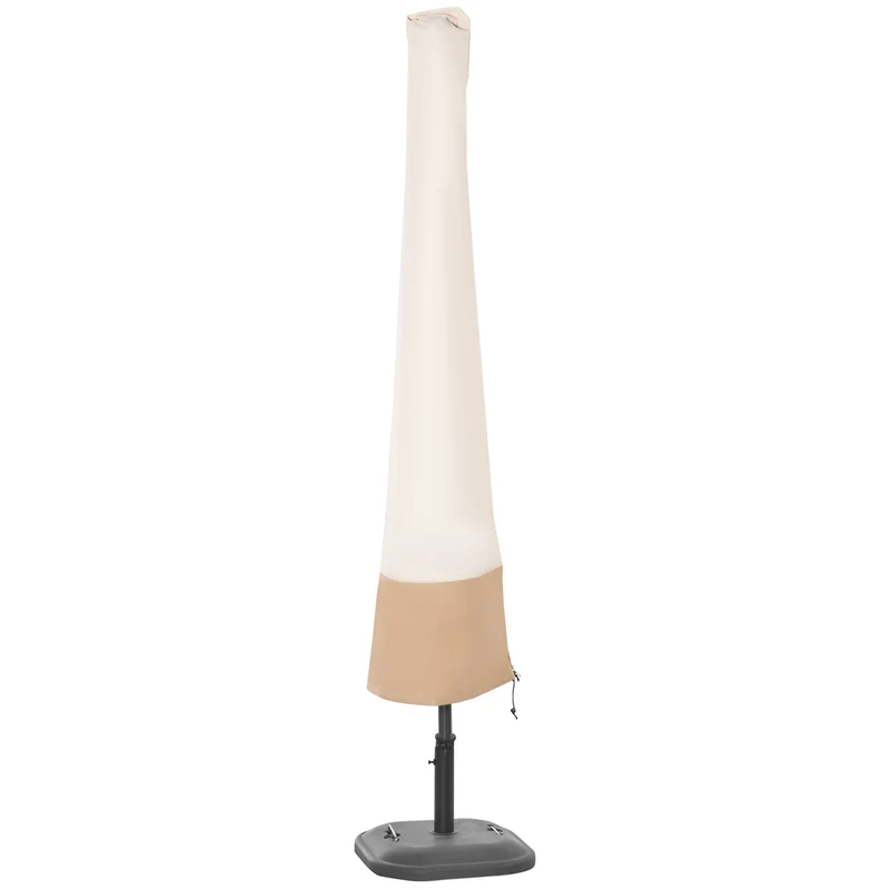 Outsunny Funda para Sombrilla de Jardín Impermeable de Tela Oxford 600D Ø60x190 cm Funda Protectora de Parasol con Banda Elástica y Cremallera para Patio Terraza Exterior Beige