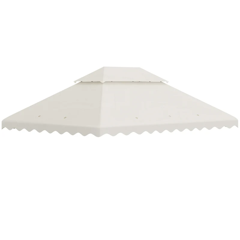Outsunny Techo de Repuesto para Carpa 4x3 m Cubierta de Reemplazo con Techo de Doble Ventilación y 10 Orificios de Drenaje para Patio Jardín Aire Libre Crema
