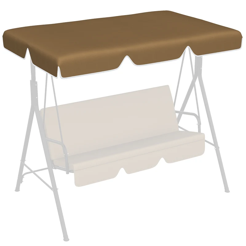 Outsunny Toldo de Repuesto para Columpio de 2/3 Plazas Toldo Recambio para Balancín Cubierta de Reemplazo Protección UV50+ para Jardín Terraza Patio 192x144 cm Marrón Oscuro