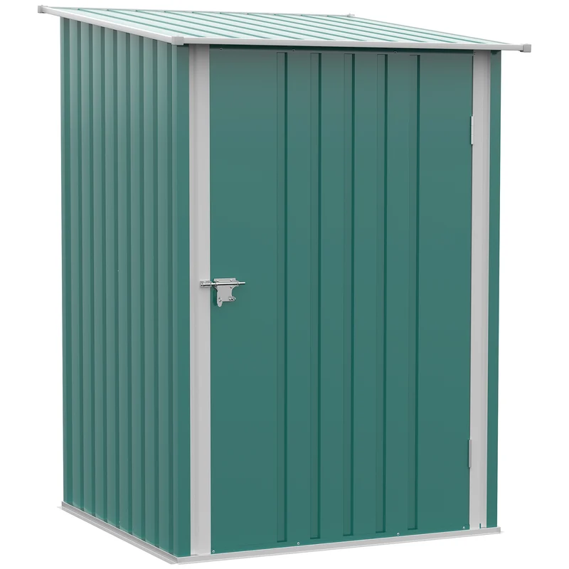Outsunny Cobertizo de Jardín de Exterior 0,92 m² 100x103x160 cm Caseta de Jardín Metálica con 1 Puerta y Cerradura para Almacenamiento de Herramientas en Patio Terraza Verde