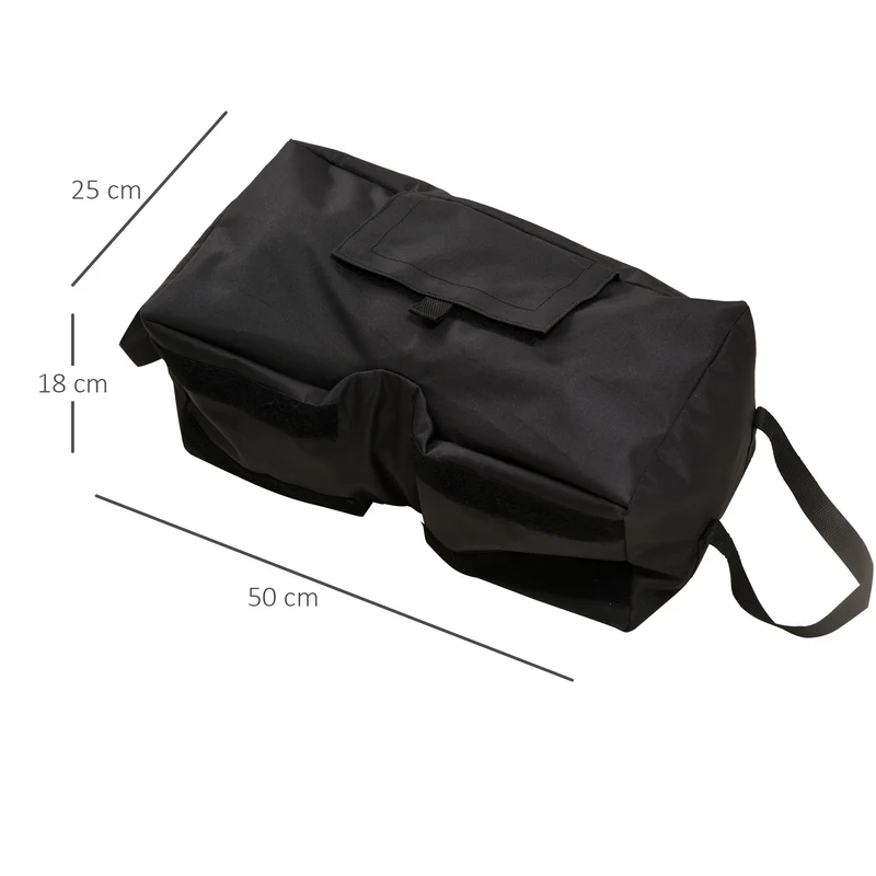 Outsunny Juego de 2 Bolsas de Arena Peso para Sombrilla 50 kg Soporte de Base con Pala y Asas Cubierta de Tela Oxford Impermeable para Exterior 50x25x18 cm Negro