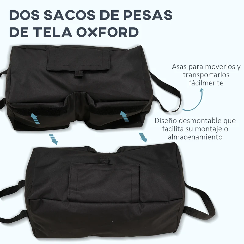 Outsunny Juego de 2 Bolsas de Arena Peso para Sombrilla 50 kg Soporte de Base con Pala y Asas Cubierta de Tela Oxford Impermeable para Exterior 50x25x18 cm Negro