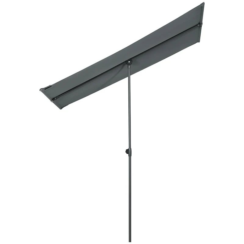 Outsunny Sombrilla de Jardín Plana 180x130x115-205 cm Parasol Exterior con Techo Inclinable Altura Ajustable Protección UV30+ y Techo de Ventilación para Patio Balcón Gris