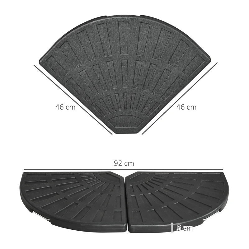 Outsunny Peso para Base de Sombrilla con Asas de 2 Piezas 28 kg Peso Pesado de Parasol Rellenable de Cemento para Base Cruzada 92x92x5 cm Negro