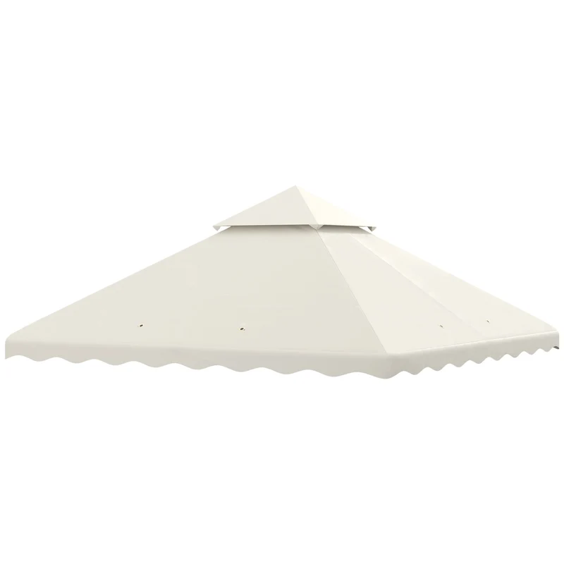 Outsunny Techo de Repuesto para Cenador 3x3 m Cubierta de Repuesto con Techo Doble y 10 Orificios de Drenaje Tela Poliéster para Carpa Pabellón Gazebo Crema