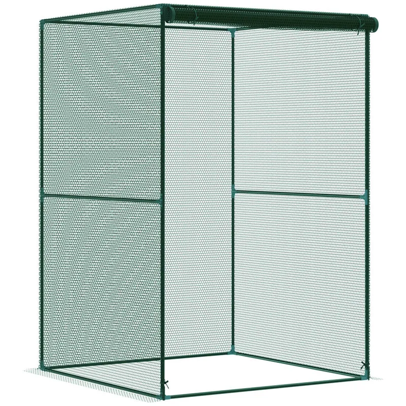 Outsunny Jaula de Cultivo Jaula para Plantas e Insectos con Puerta Enrollable y Marco de Acero para Jardín Terraza Patio 120x120x180 cm Verde