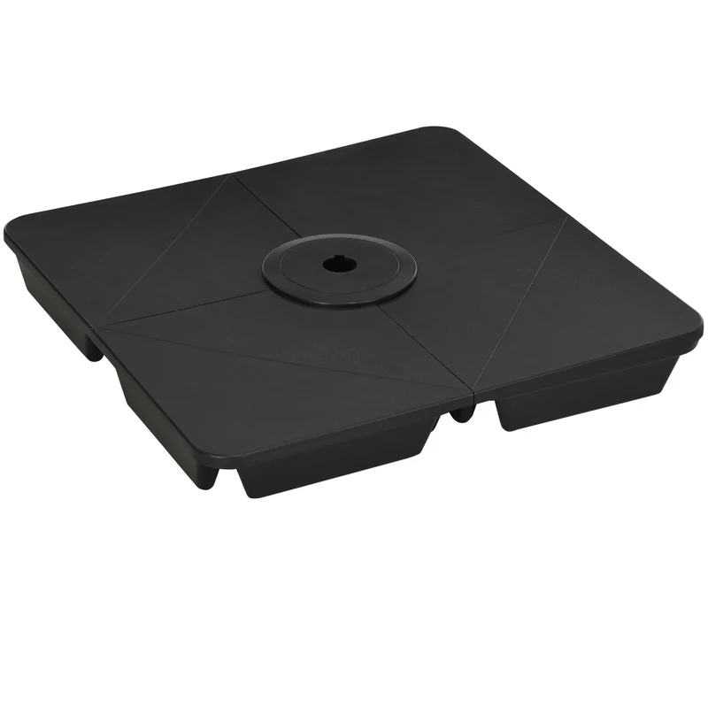 Outsunny Pesos para Base de Sombrilla en Voladizo de 4 Piezas Rellenable de Arena 120 kg o Agua 160 kg para Sombrilla de Plátano Base Cruzada 90x90x10,5 cm Negro