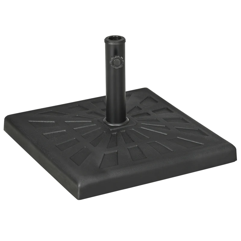 Outsunny Base de Sombrilla de Resina 19 kg Soporte para Parasol Pie de Parasol para Mástil de Ø32/38/48 mm para Jardín Terraza Patio 51x51x32 cm Negro
