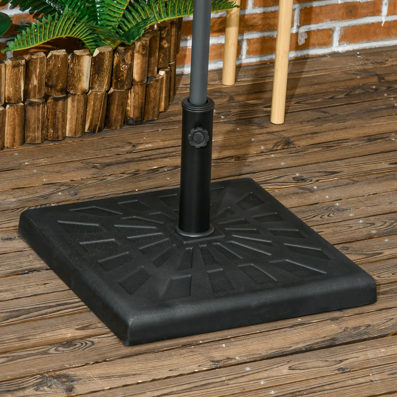 Outsunny Base de Sombrilla de Resina 19 kg Soporte para Parasol Pie de Parasol para Mástil de Ø32/38/48 mm para Jardín Terraza Patio 51x51x32 cm Negro