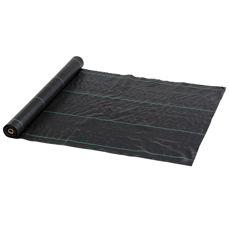 Outsunny Malla Antihierbas Malla Antimaleza 1x100 m Malla Geotextil 60 g/m² para Control de Malezas y Malas Hierbas de Jardín Rollo de Malla Antimaleza Negro