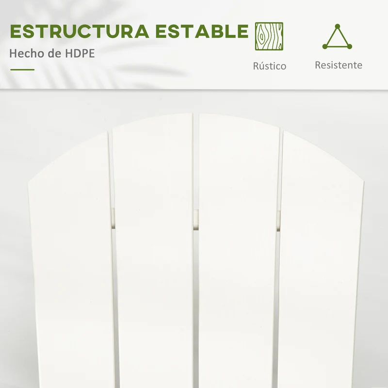 Outsunny Silla Mecedora de Jardín Mecedora para Exterior de Estilo Adirondack de HDPE para Balcón Terraza Patio Carga 120 kg 73,5x93x91,5 cm Blanco