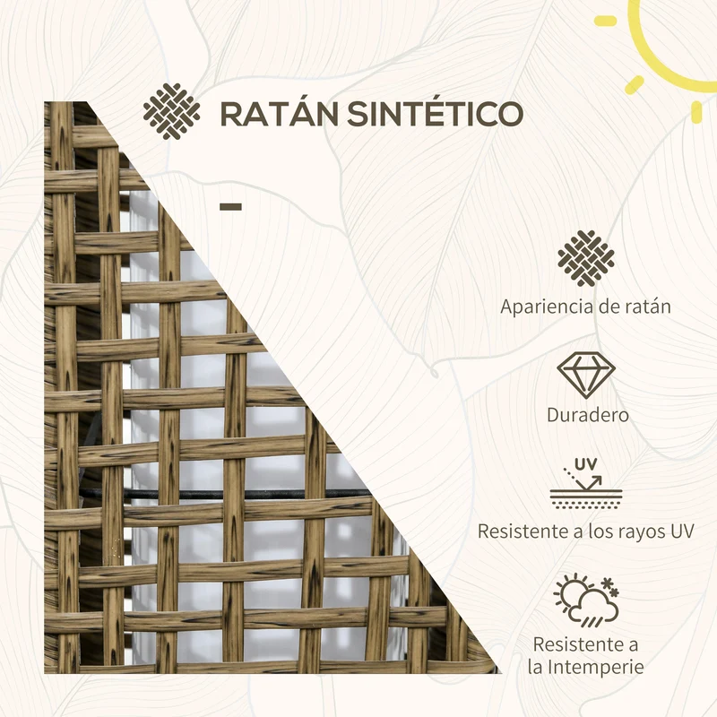 Outsunny Linterna de Jardín de Ratán Sintético Farola Solar con Luces LED Encendido y Apagado Automático para Terraza Balcón Patio 15,5x15,5x69 cm Arena