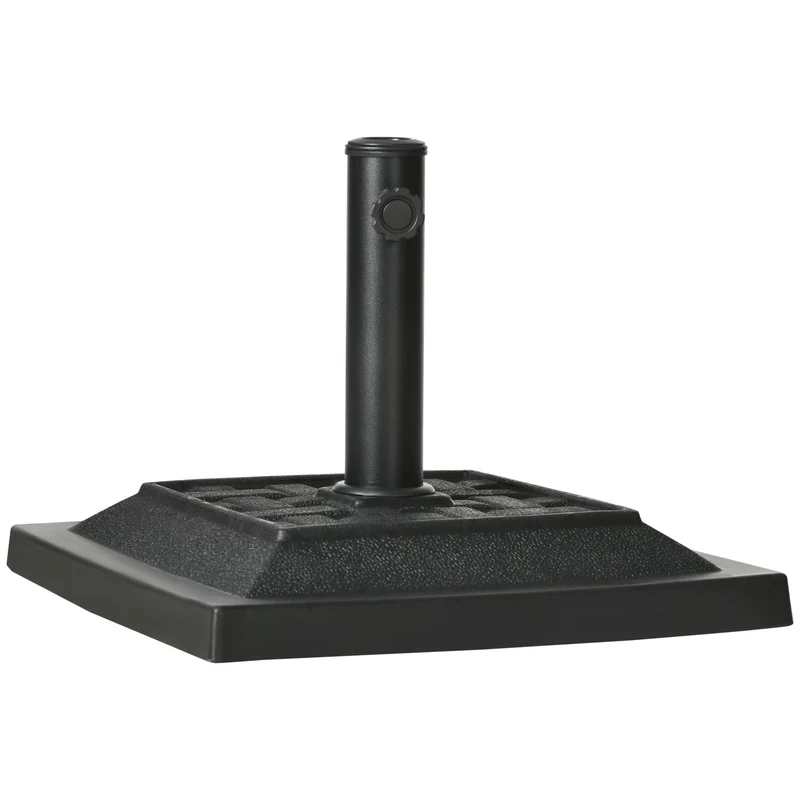 Outsunny Base para Sombrilla de Jardín de 12 kg Soporte de Parasol Cuadrado de Resina para Mástil Ø32/38 mm para Terraza Patio Balcón 44x44x33 cm Negro