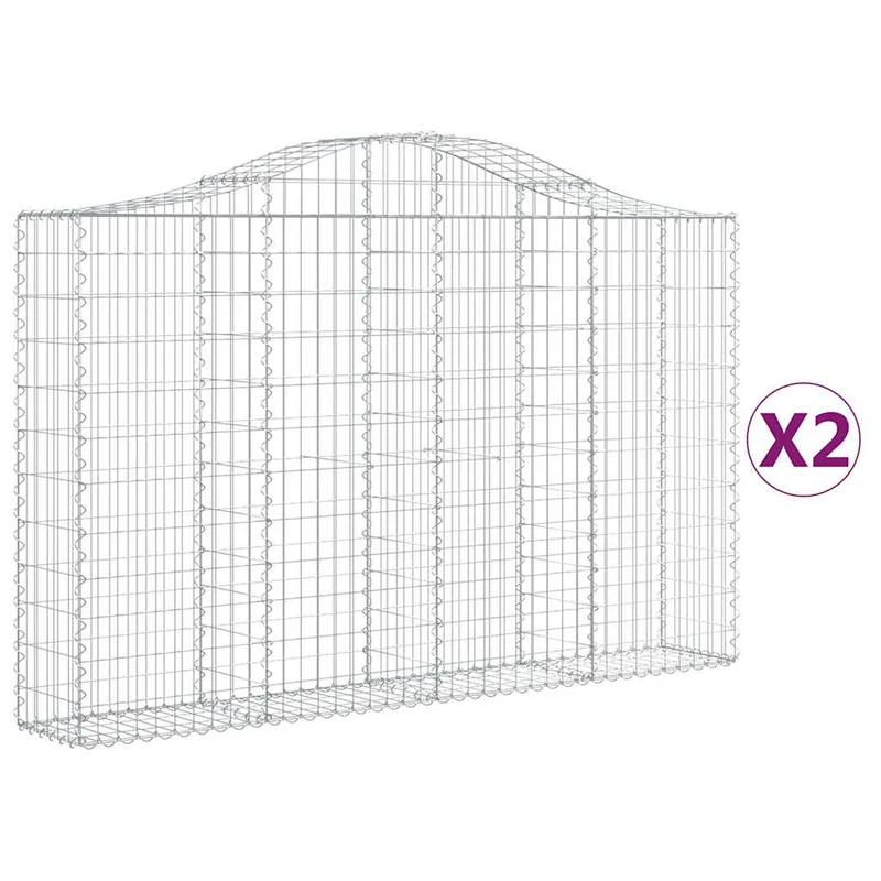 Cestas De Gaviones 2 Uds Forma De Arco Hierro 200x30x120/140cm