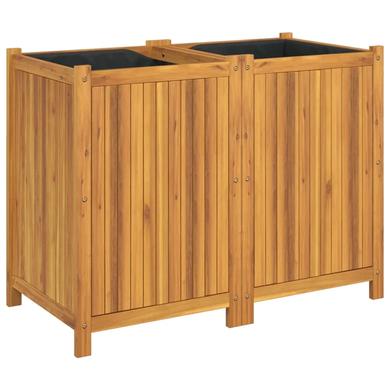 Jardinera Con Forro Madera Maciza De Acacia 100x50x75 Cm
