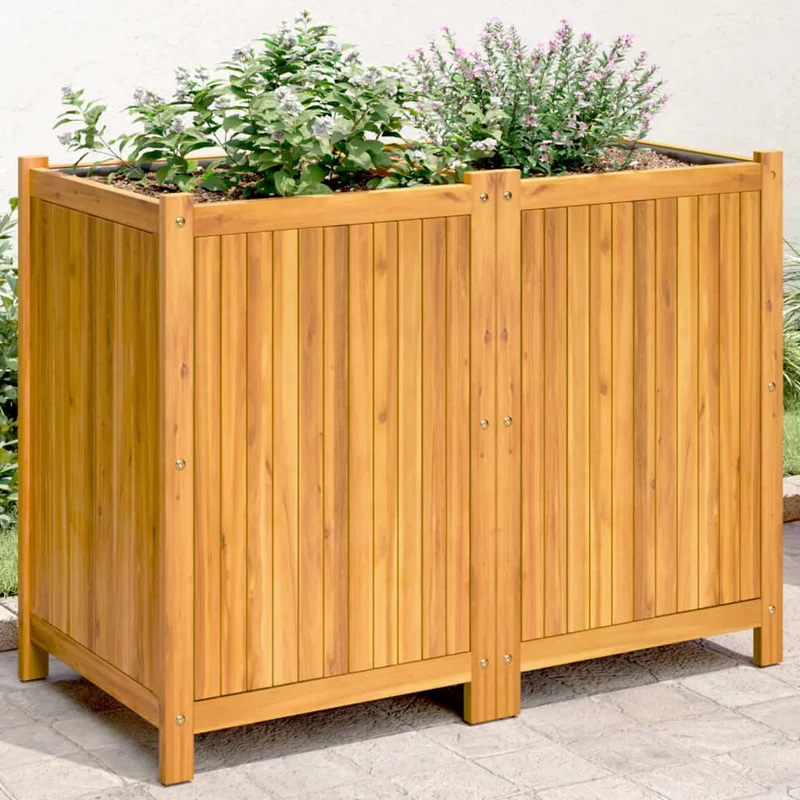 Jardinera Con Forro Madera Maciza De Acacia 100x50x75 Cm
