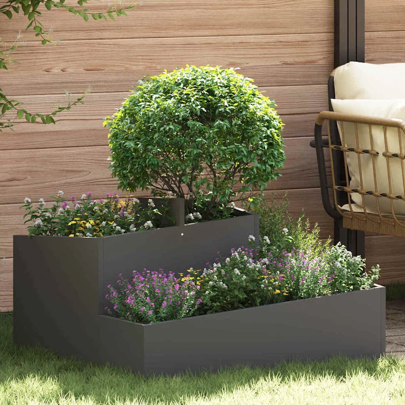 Macetero De Jardín Negro 80 X 80 X 50 Cm Acero Laminado En Frío
