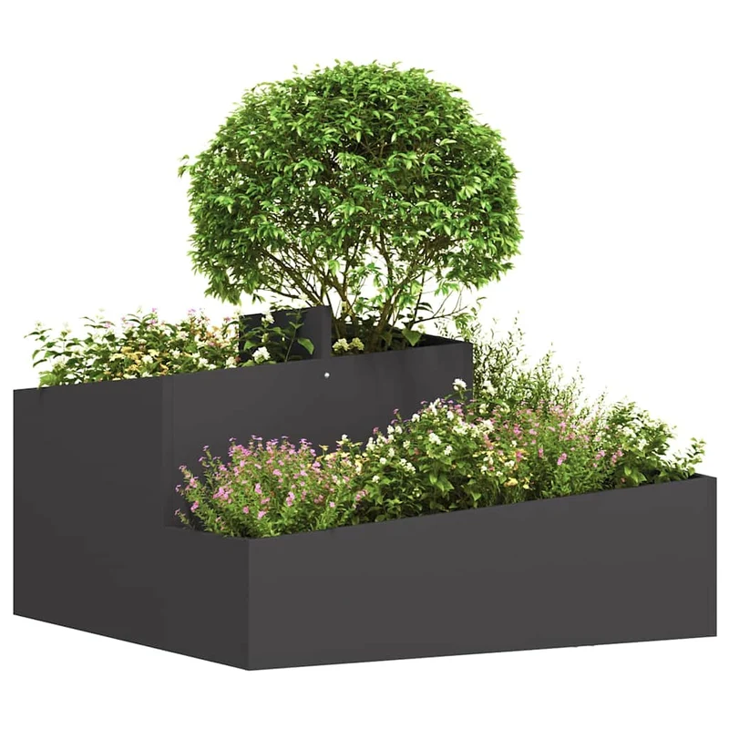 Macetero De Jardín Negro 80 X 80 X 50 Cm Acero Laminado En Frío