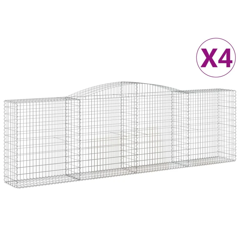 Cestas De Gaviones 4 Uds Forma De Arco Hierro 400x50x120/140 Cm