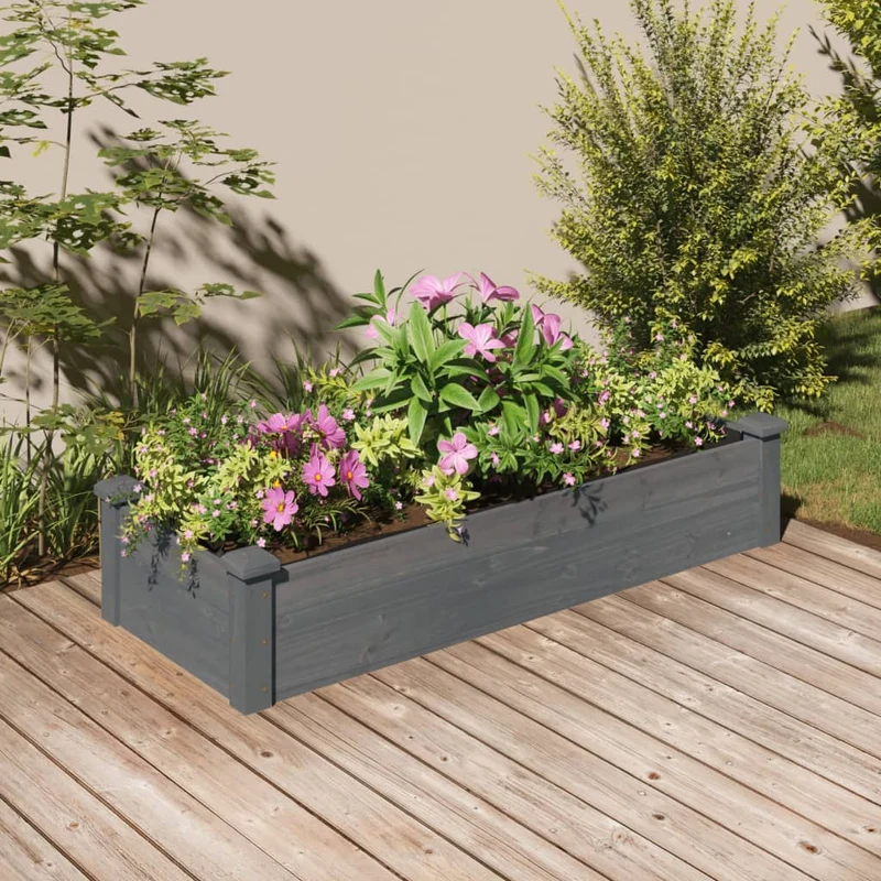 Jardinera Arriate Forro Madera Maciza Marrón Abeto 120x45x25 Cm
