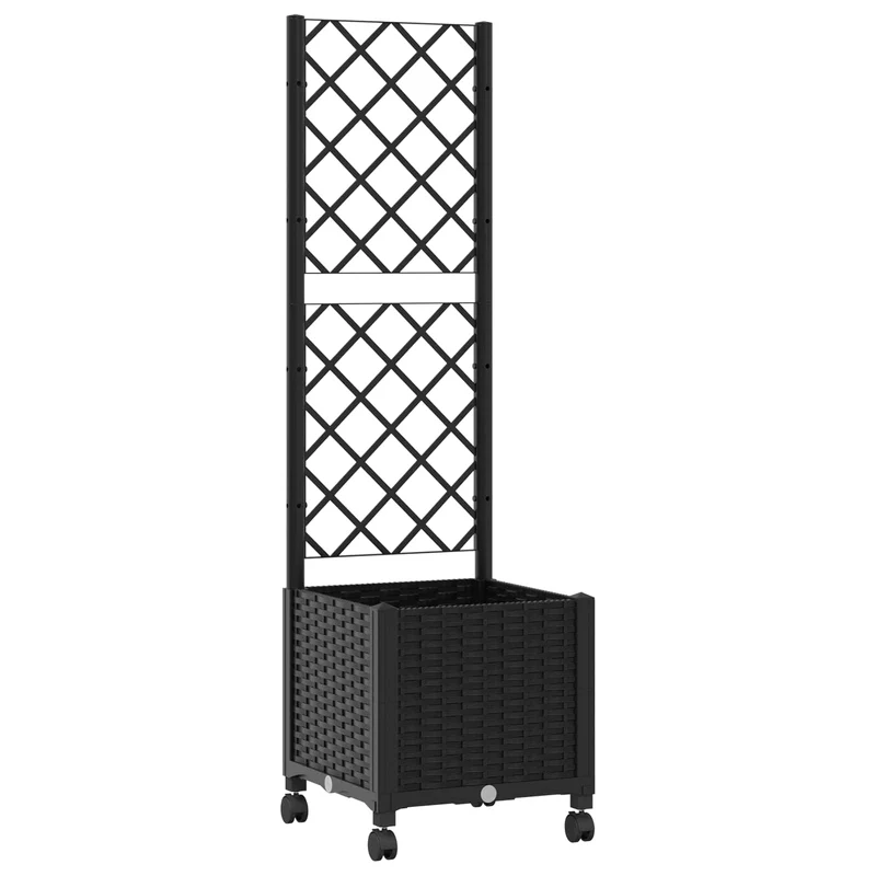 Jardinera Con Enrejado Y Ruedas Negro 40 X 40 X 146 Cm Pp