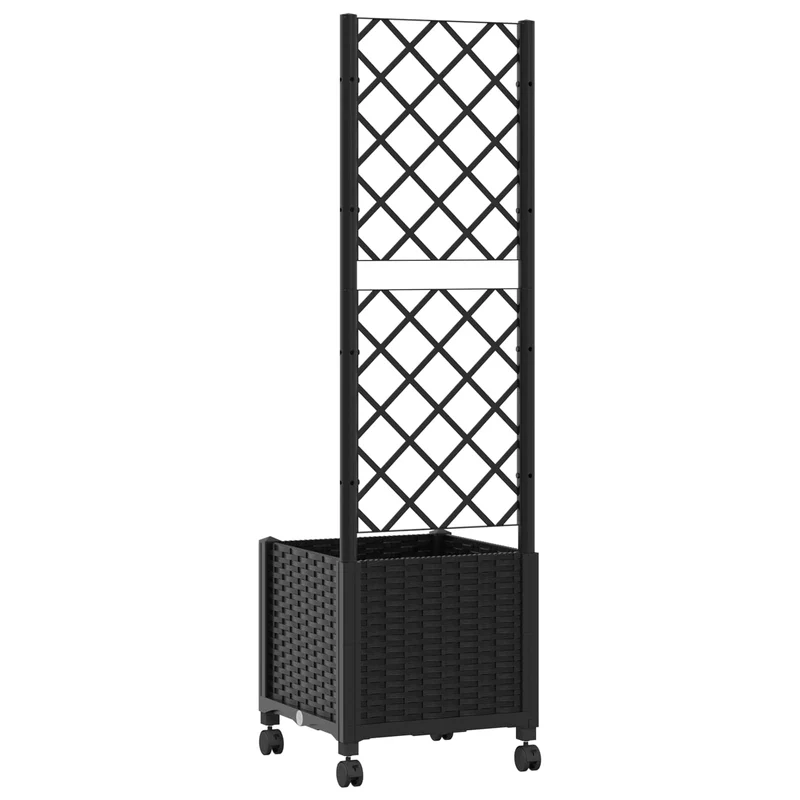 Jardinera Con Enrejado Y Ruedas Negro 40 X 40 X 146 Cm Pp