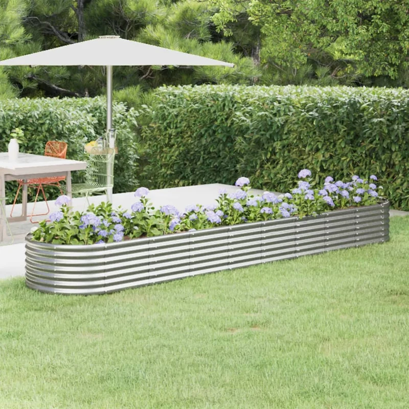 Jardinera Arriate Acero Galvanizado Plata 368x80x36 Cm