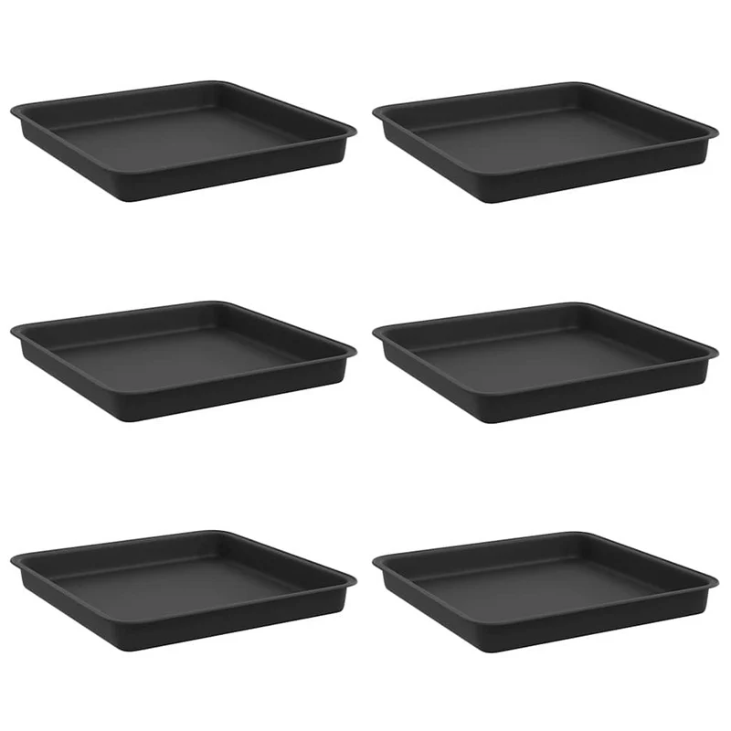 Bandeja Cuadrada Para Flores 6 Uds. Negro 18 X 18 X 2 Cm