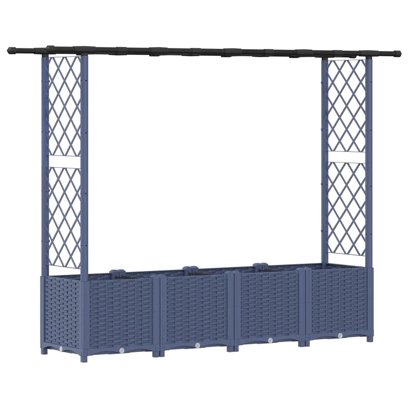 Cama Elevada Con Trellis Y Techo Gris 203 X 40 X 136 Cm Pp