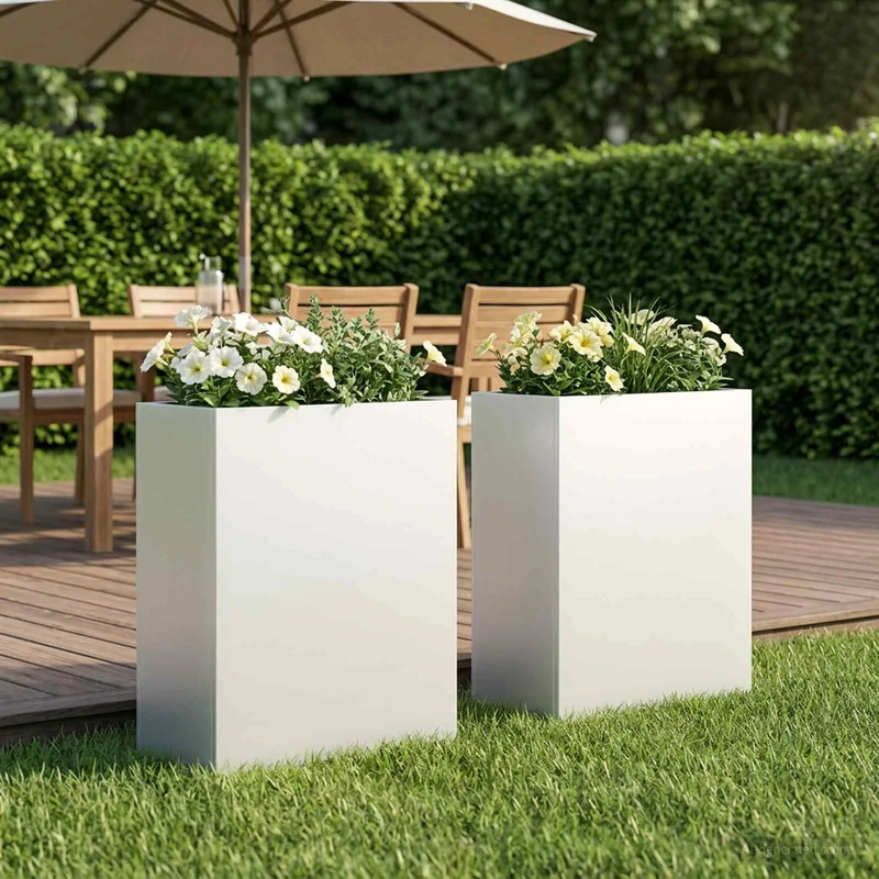 Macetero De Jardín 2 Uds. Blanco 40 X 20 X 50 Cm