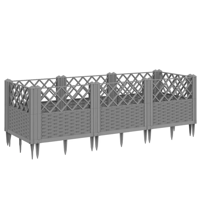 Jardinera Con Clavijas Pp Gris Claro 123,5x43,5x43,5 Cm