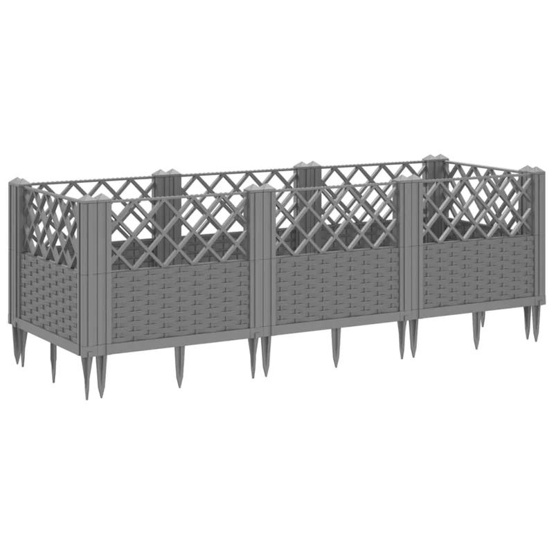 Jardinera Con Clavijas Pp Gris Claro 123,5x43,5x43,5 Cm