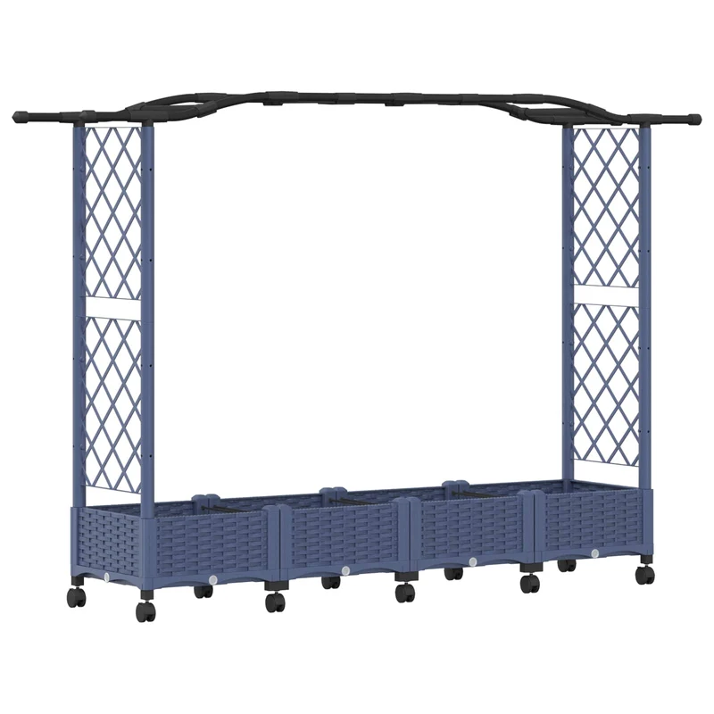 Cama Elevada Con Trellis Y Techo Gris 207 X 40 X 129 Cm Pp