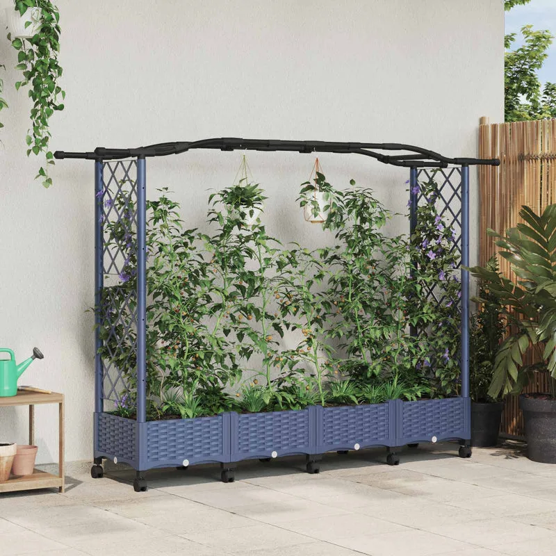 Cama Elevada Con Trellis Y Techo Gris 207 X 40 X 129 Cm Pp