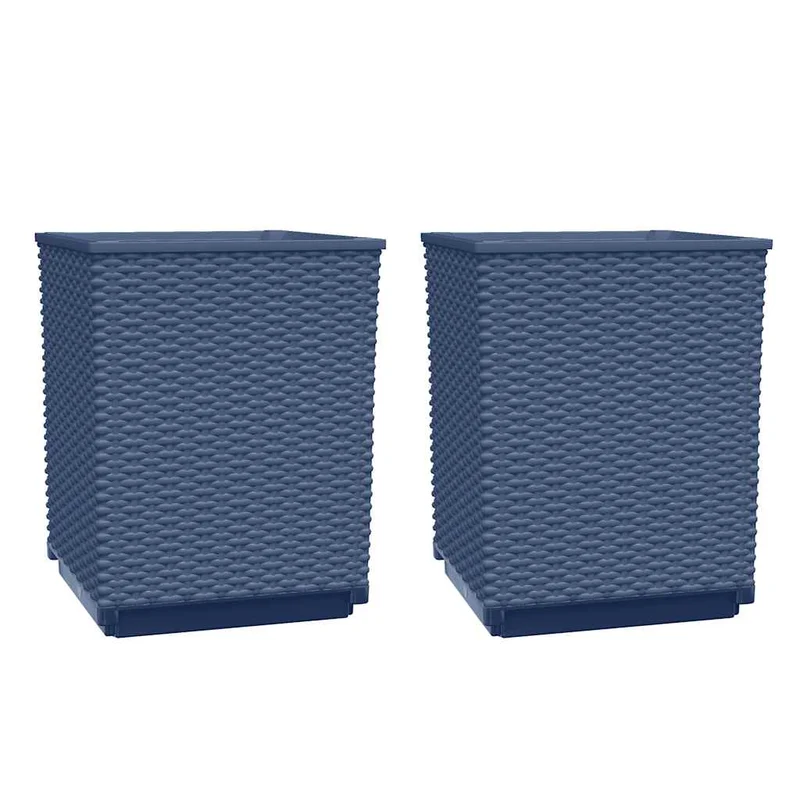 Jardineras 2 Uds Polipropileno Azul Gris 30x30x37 Cm