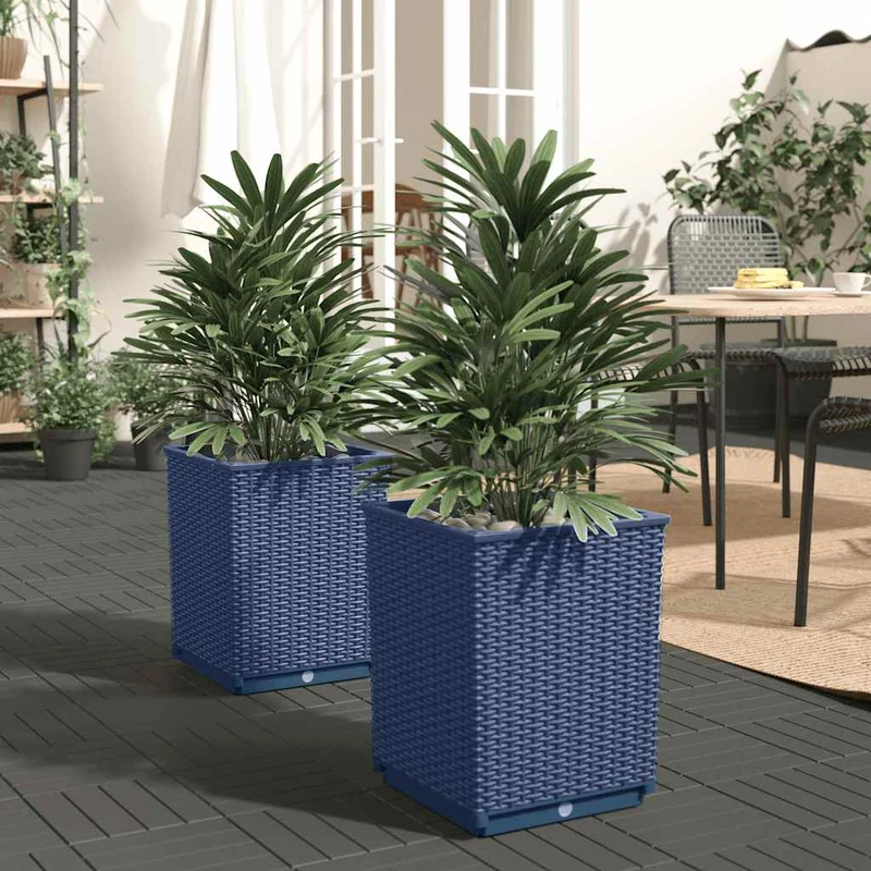 Jardineras 2 Uds Polipropileno Azul Gris 30x30x37 Cm