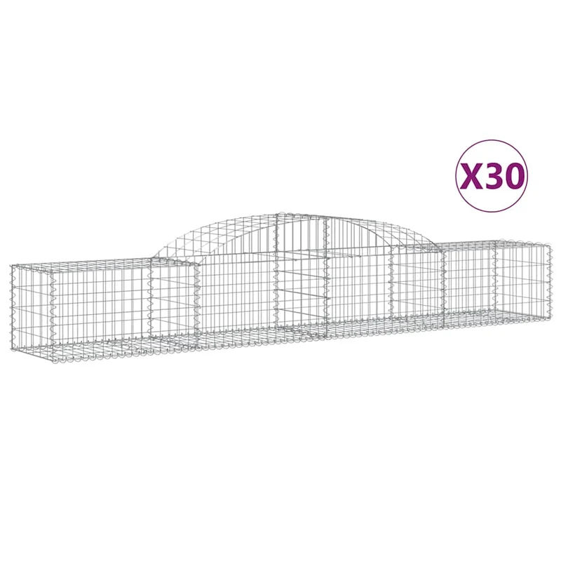 Cestas De Gaviones 30 Uds Forma De Arco Hierro 300x50x40/60 Cm
